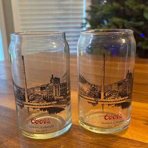 Coors Beer Company Golden Colorado 1873 Pair of Beer Glasses 5.25” Tall 16 ounce